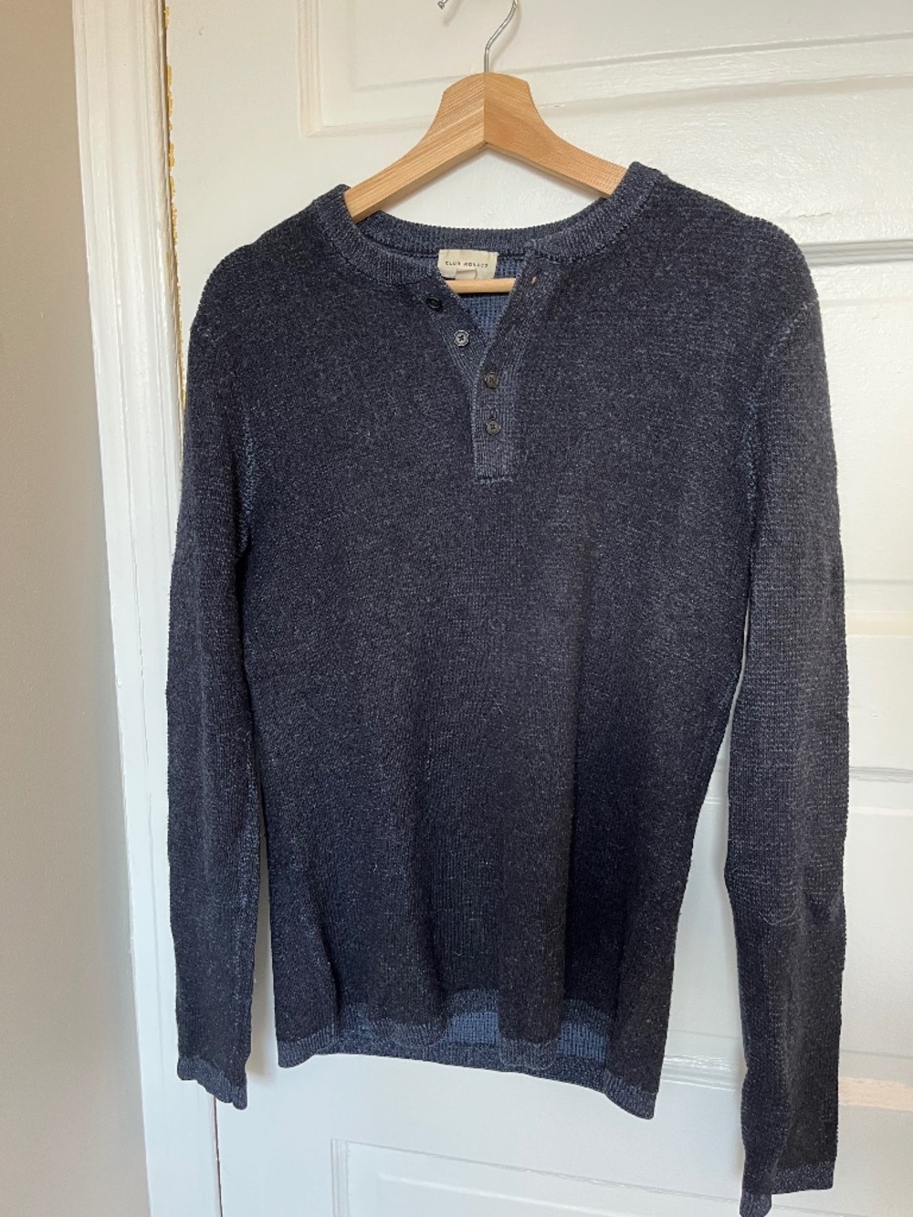 Club Monaco Navy Knit Henley Sweater Long Sleeve – Size S
